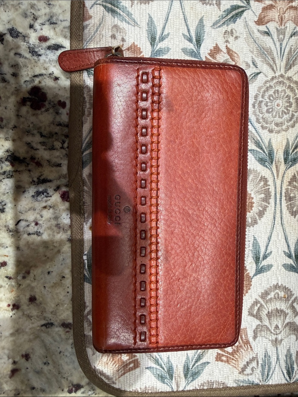 Gucci Burnt Orange crafty leather wallet